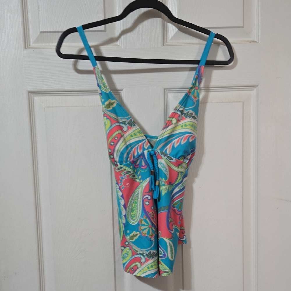 Colorful Paisley Print Tankini Swim Top